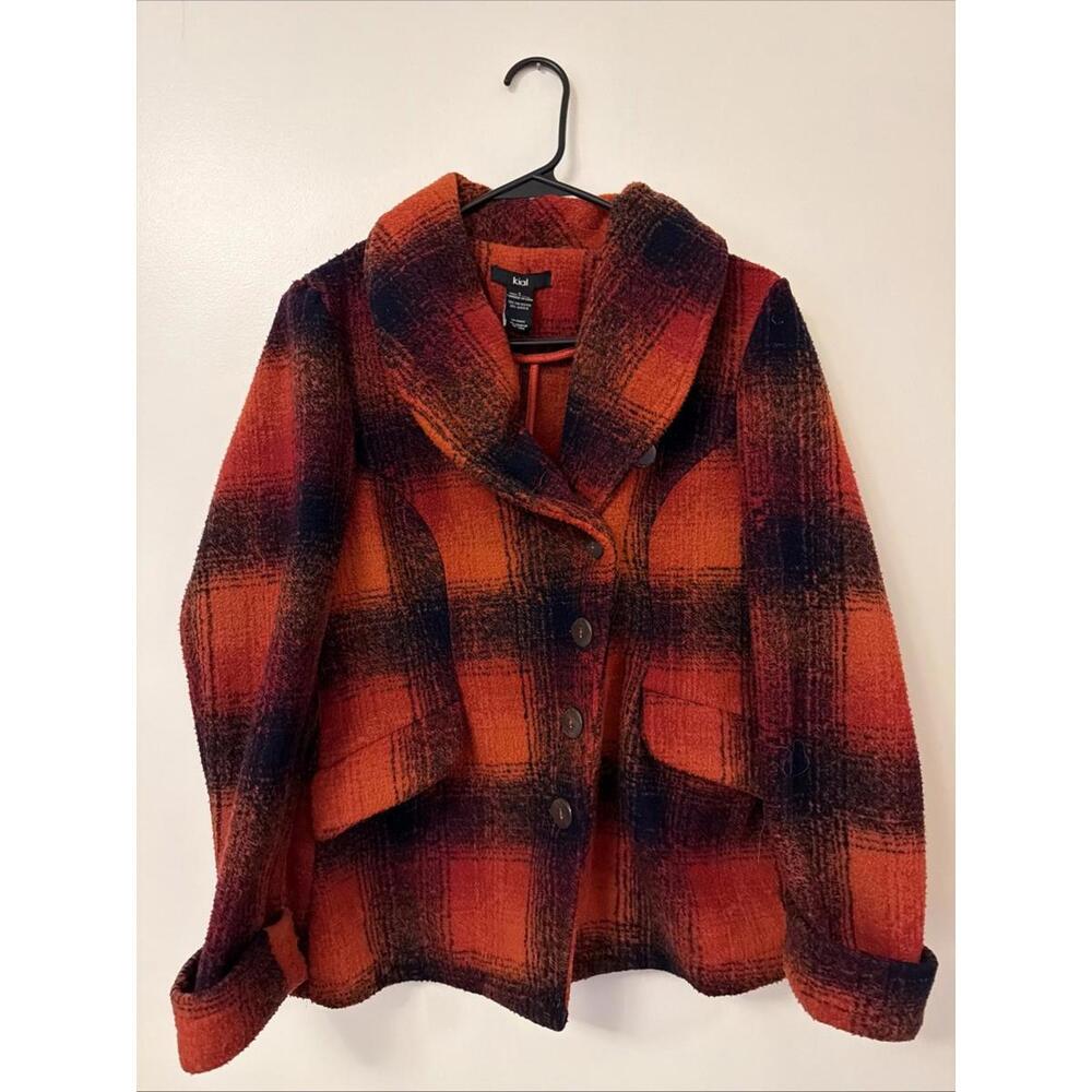 Women Red Plaid Coat Small Women’s